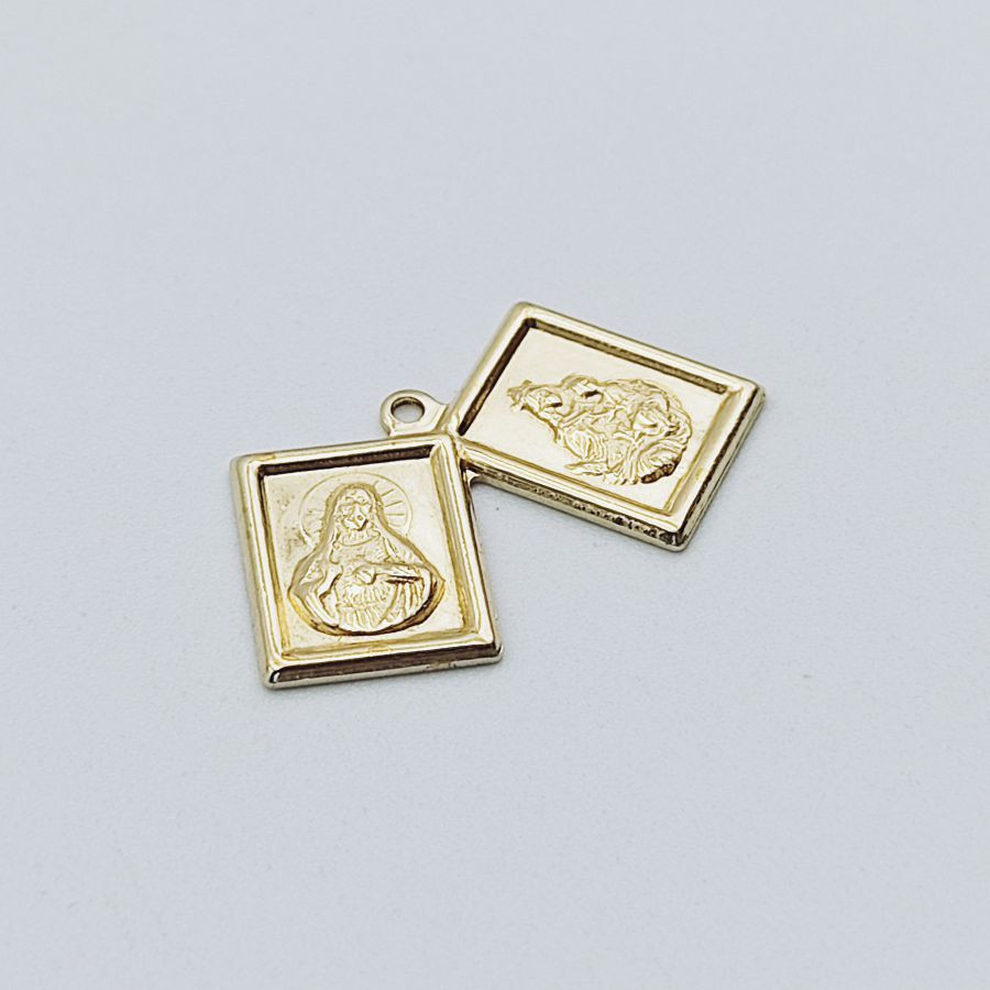 Pendant 1 Jump Ring Scapular Sacred Heart of Jesus / Our Lady of Carmel - Image 2