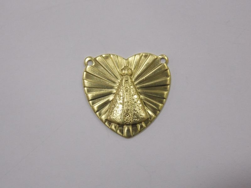 Heart 17mm with Aparecida and Back Diamond-cut with 2 Bail