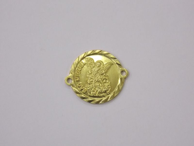 Round 15m Edge Diamond-cut 15m Saint Michael with 2 Bail (bracelet)