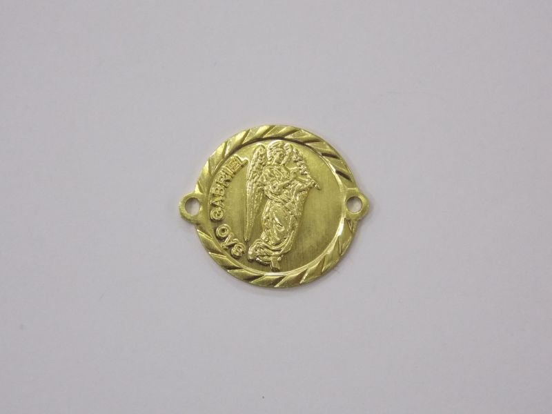 Round 15mm Edge Diamond-cut 15m Saint Gabriel with 2 Bail (bracelet)
