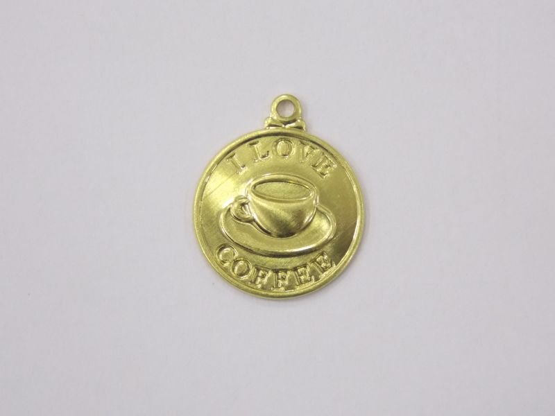 Medal 15mm "i Love Coffee" for Resin with 1 Bail