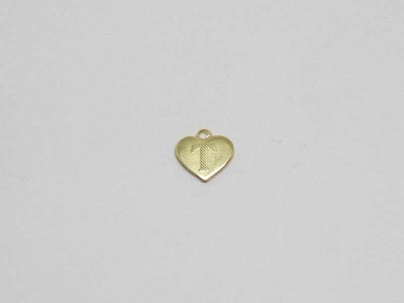 Heart 7mm with Letter T with Bail