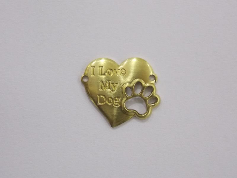 Heart 15mm "i Love My Dog' with Paw Openwork with 2 Hole