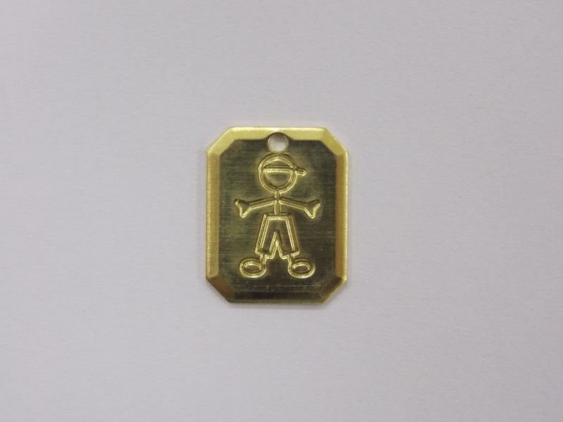 Plate Beveled 15mm with Boy with 1 Hole