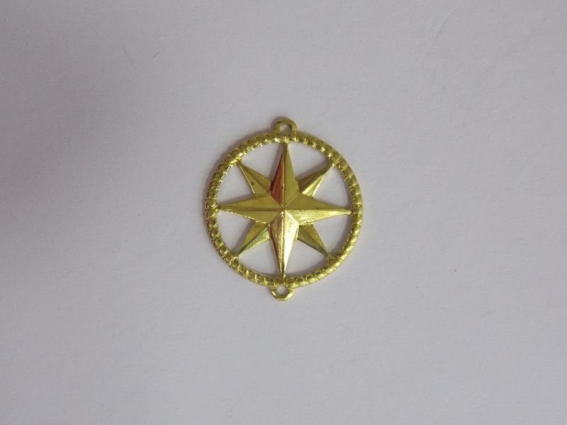 Medal Rose Winds Openwork 15m Edge Twisted with 2 Bail for Bracelet
