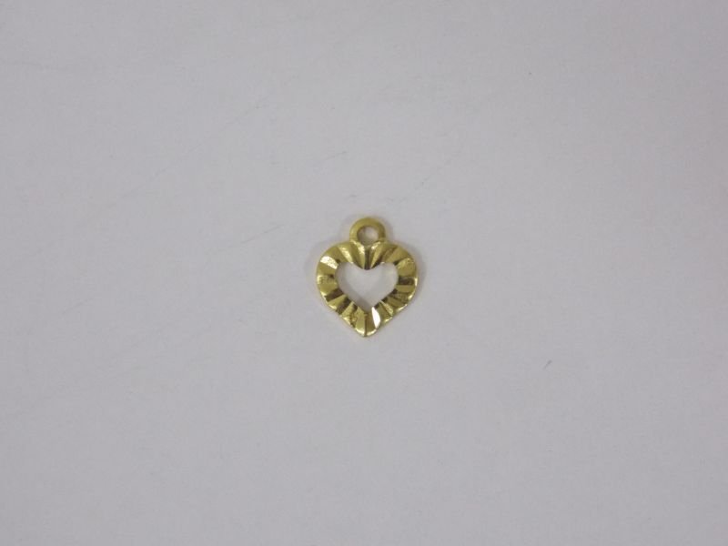 Heart 6mm Half Diamond-cut Center Openwork with 1 Bail Top