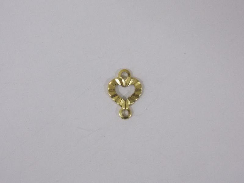 Heart 6mm Half Diamond-cut Center Openwork with 1 Bail Top 1 Bottom