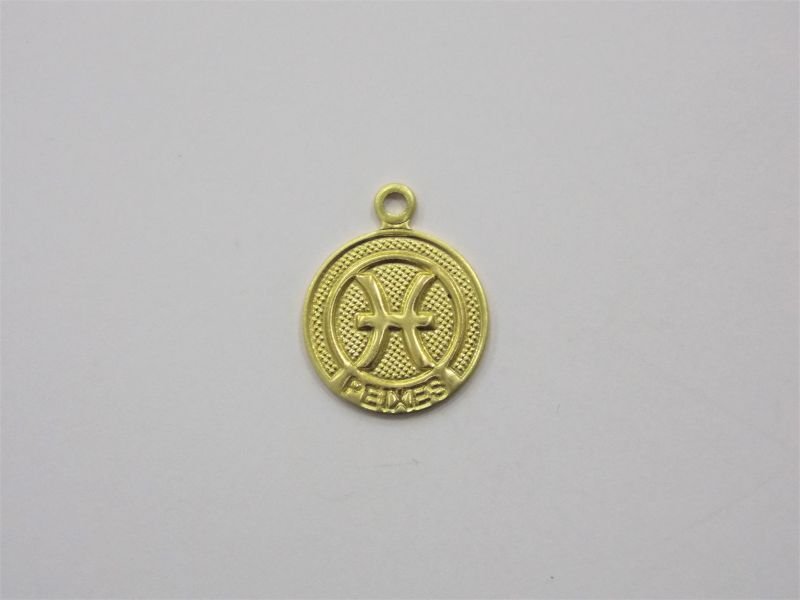 Round 12mm Textured Zodiac Sign Fish with 1 Bail