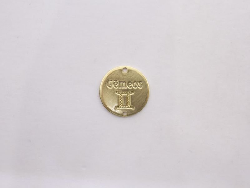 Round 15mm Zodiac Sign "gemeos" with 1 Hole Top 1 Bottom