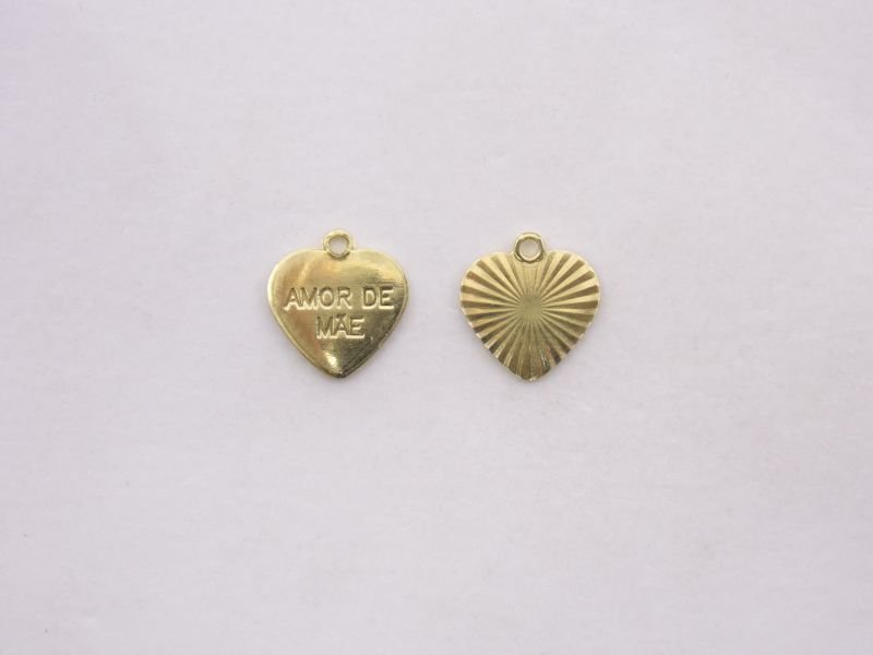 Heart 10mm Plain "amor De Mãe" with Bail(diamond-cut