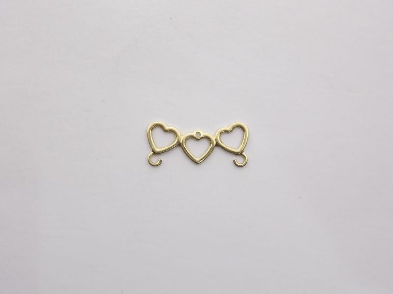 Pareo Ring 3 Heart Straight Openwork for 2 Accessory with 1 Bail 22x10mm