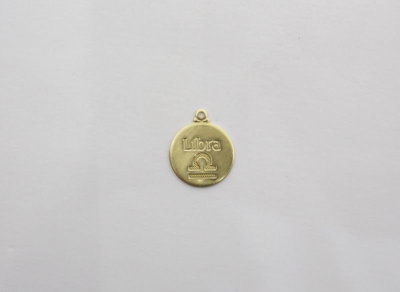 Round 15mm Zodiac Sign "libra" with Bail
