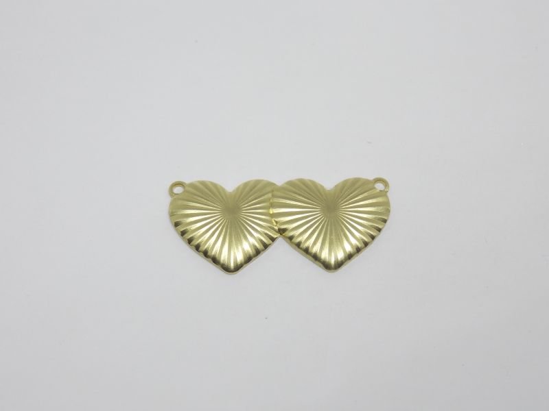 2 Heart Diamond-cut 25x11,5mm with 2 Bail