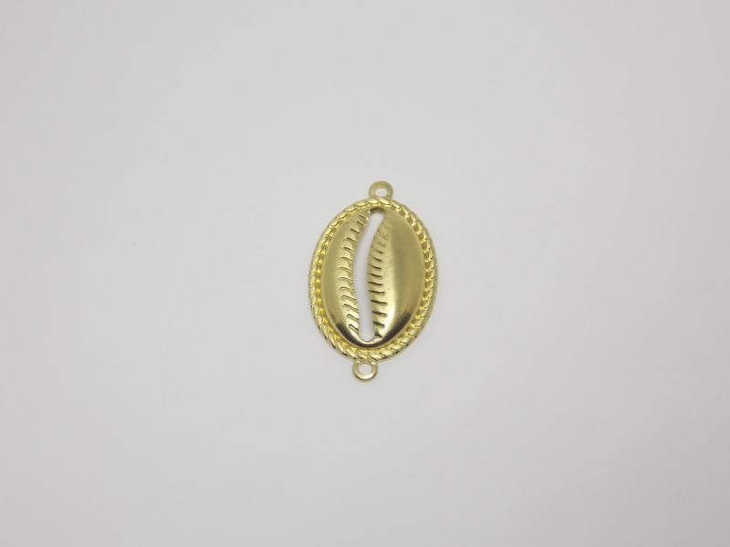 Cowrie Shell 20mm Openwork Middle with 1 Bail Top 1 Bottom Edge Diamond-cut
