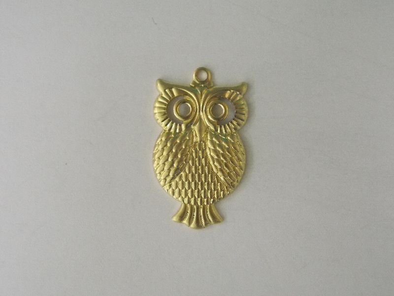 Pendant Owl Feather Stamped with Eye Openwork 25mm 0,40
