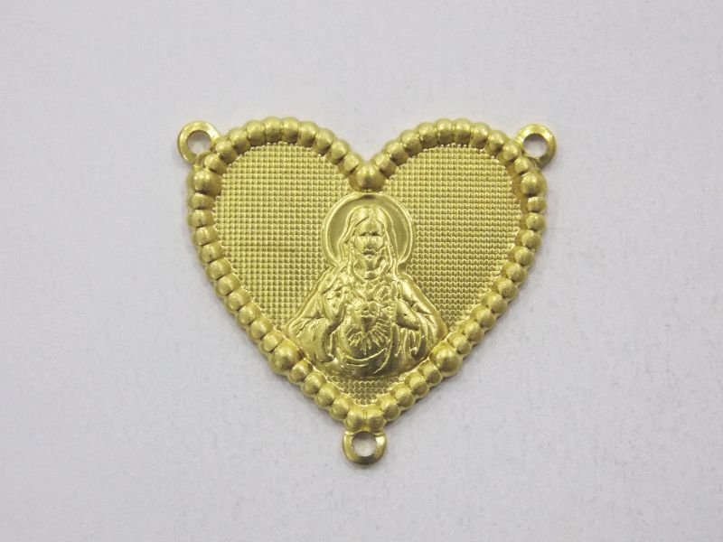 Heart with 2 Bail Top 1 Bottom with Rosary 20m S.c. Jesus