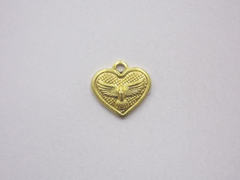 Heart 7mm Edge Plain Textured with Spirit Saint with Bail