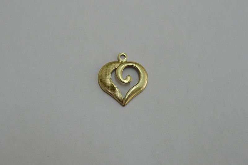 Heart 13mm Openwork 1 Side Textured 1 Side Plain with Bail
