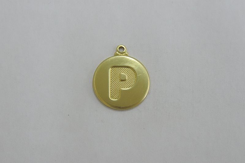 Round 15mm with Letter P Textured with Bail