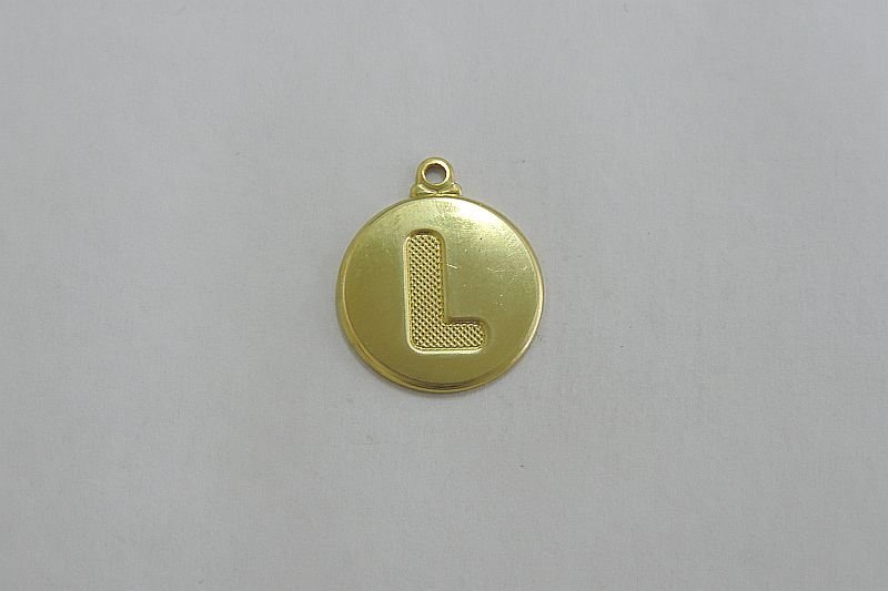 Round 15mm with Letter L Textured with Bail