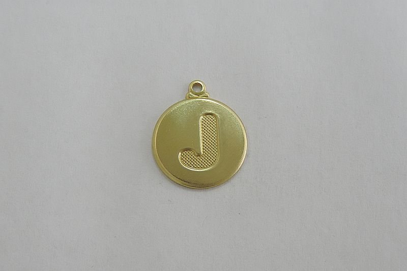 Round 15mm with Letter J Textured with Bail