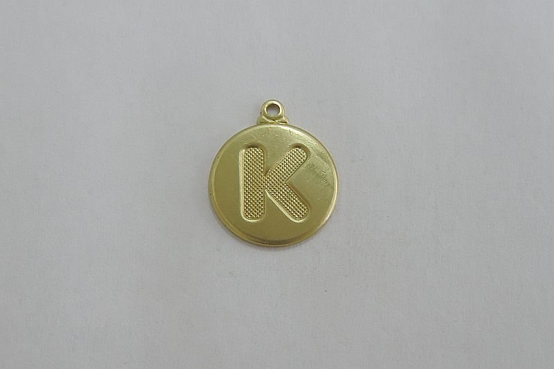 Round 15mm with Letter K Textured with Bail