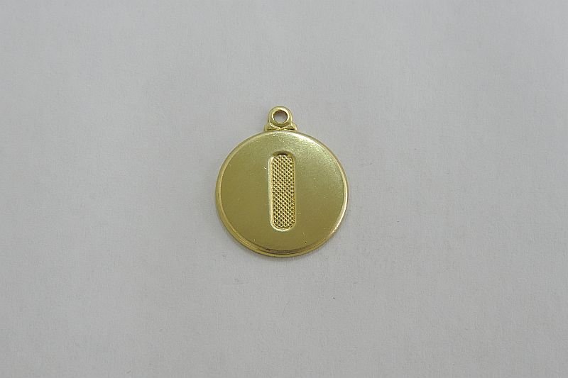 Round 15mm with Letter I Textured with Bail