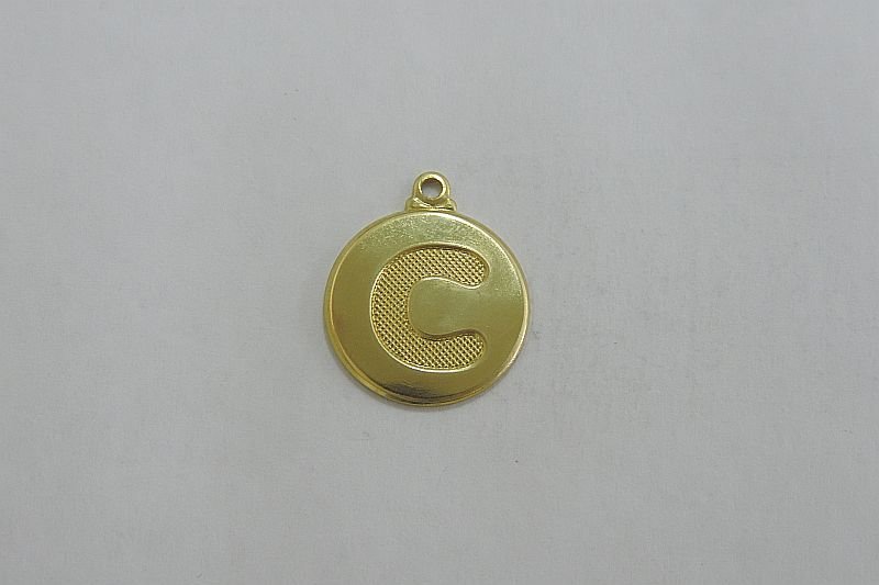 Round 15mm with Letter C Textured with Bail