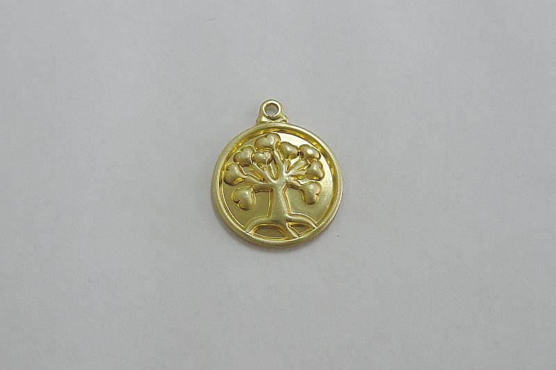 Pendant Round with Tree of Life Stamped 15mm