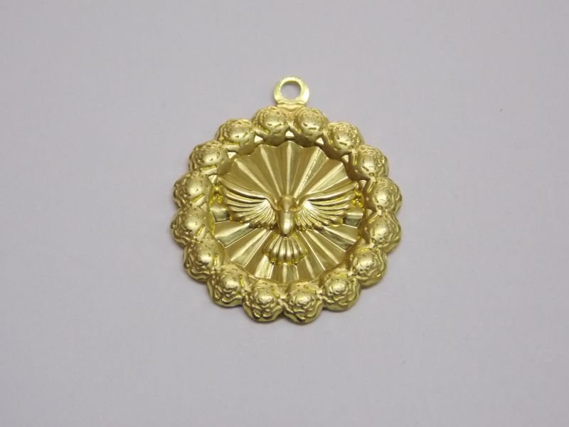 Pendant Holy Spirit 20mm Edge with Roses with Bail