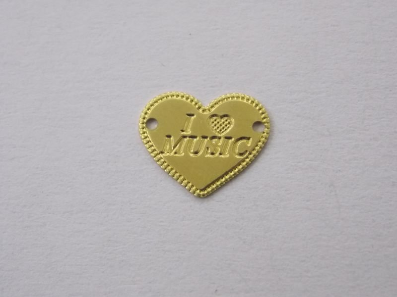 Heart 12mm with I Love Music Edge Textured with 2