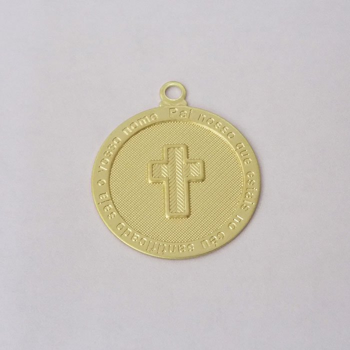 Pendant Round 25mm with Prayer and Cross in Middle