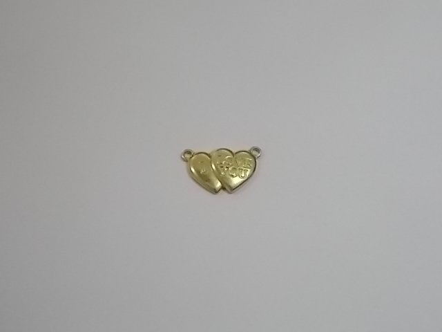 Heart Overlapping 9mm " I Love You " with 2 Bail Brass