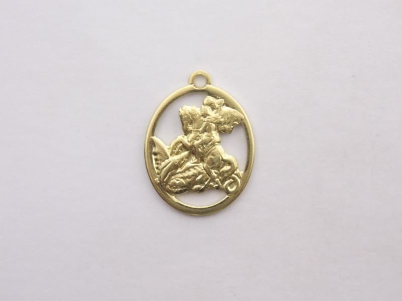 Oval 16x13mm Openwork Saint George with 1 Bail