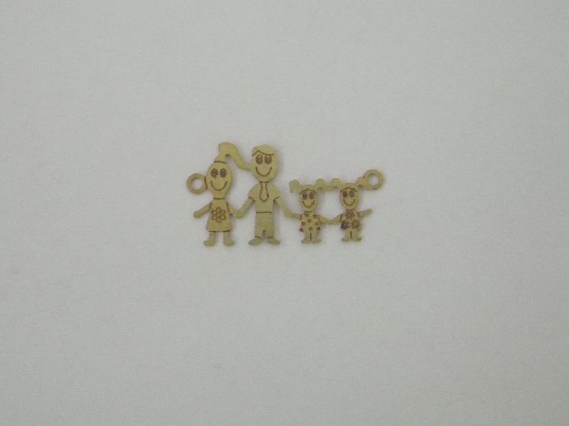 Family Happy Photo-etched Father Mother 2 Daughters 15x28mm