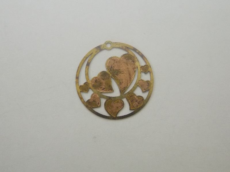 Jump Ring Photo-etched with 8 Hearts Stamped 23mm