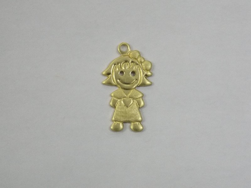 Pendant Girl with Clothing Textured and Heart Plain 20mm