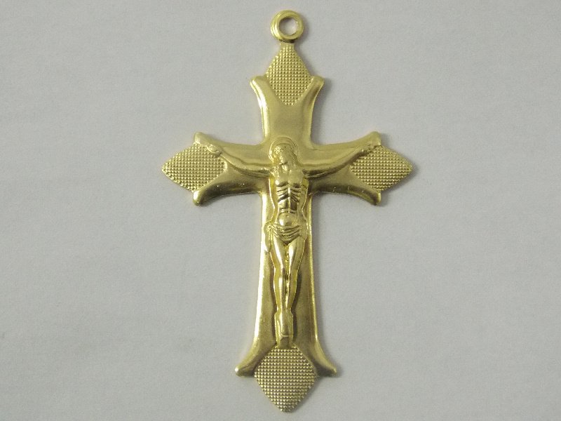 Cross Portuguese with Christ Plain Detail Tips 40mm with Bail