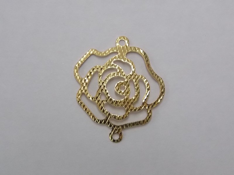 Rose Openwork Diamond-cut 24mm with 1 Bail Top 1 Bottom