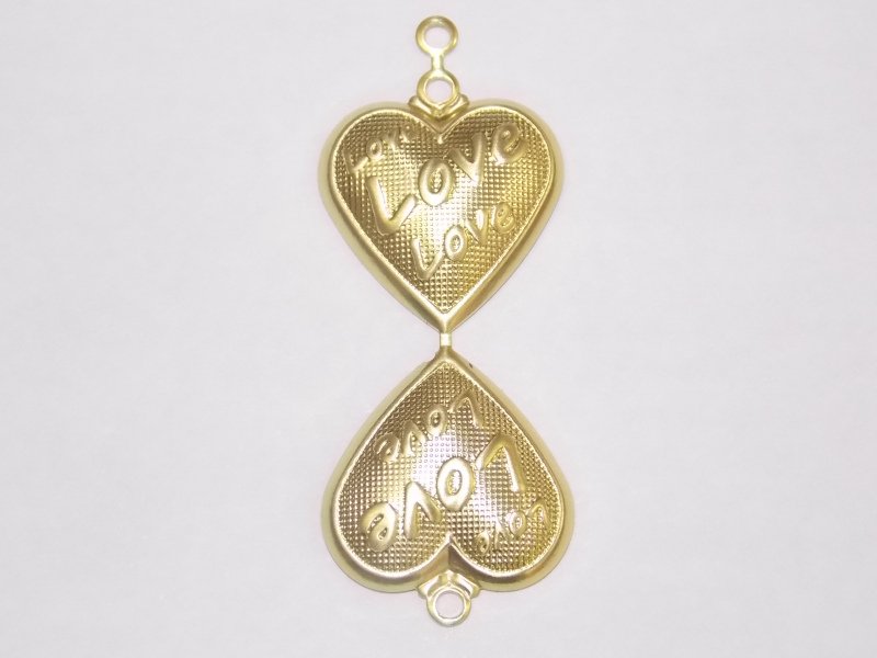 Pendant Heart Double with Love 17mm with 3 Jump Rings