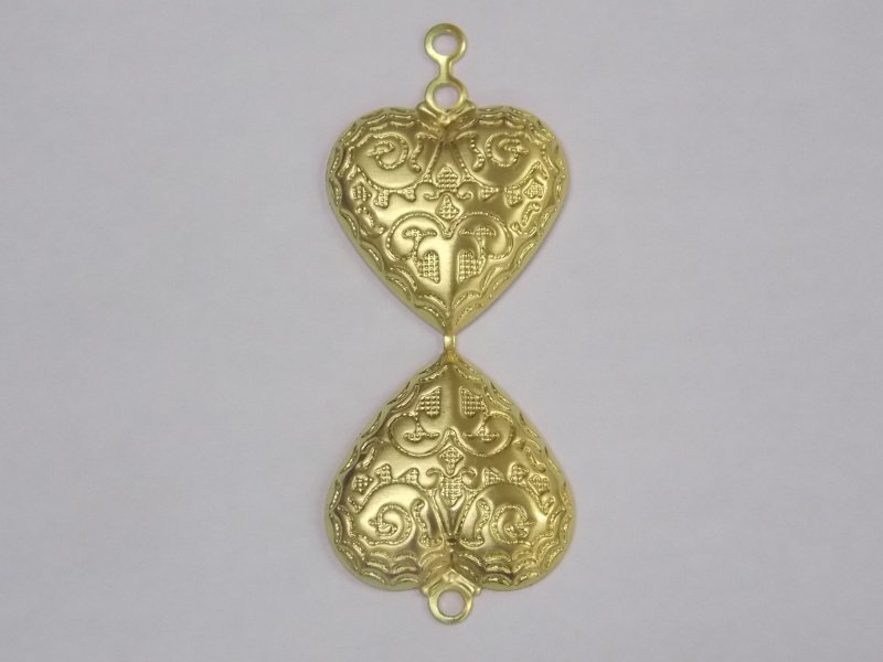 Pendant Heart Double with Design 17mm with 3 Bail