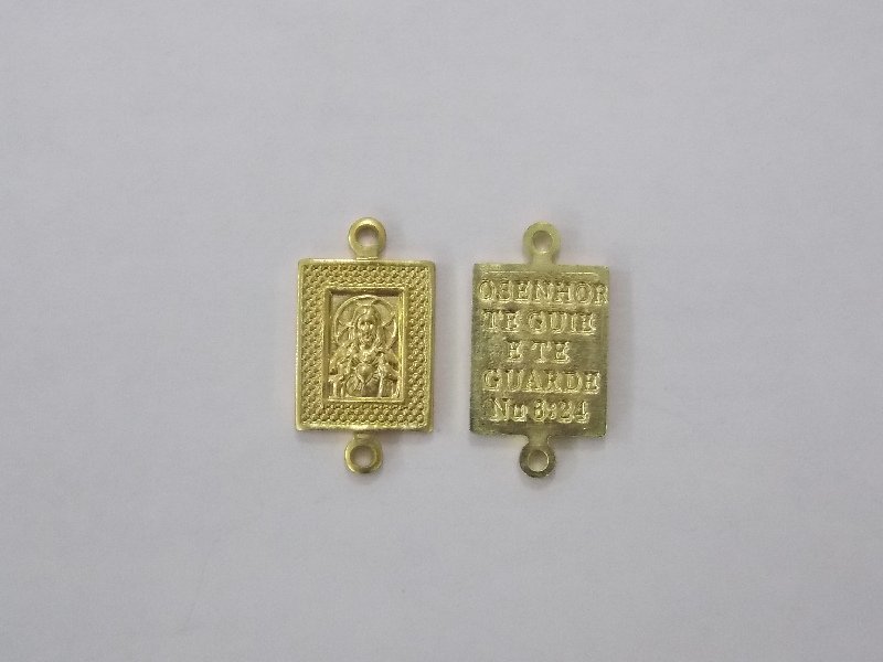 Scapular 10x8mm with Prayer and S.c. Jesus Stamped with 2 Jump Ring