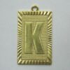 Rectangle 20mm Letter K with 1 Bail Straight with Edge Diamond-cut