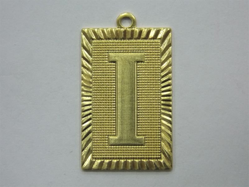 Rectangle 20mm Letter I with 1 Bail Straight with Edge Diamond-cut