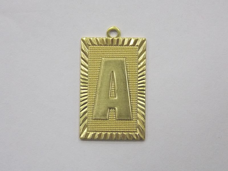 Straight 20mm Letter A with 1 Bail Textured with Edge Diamond-cut