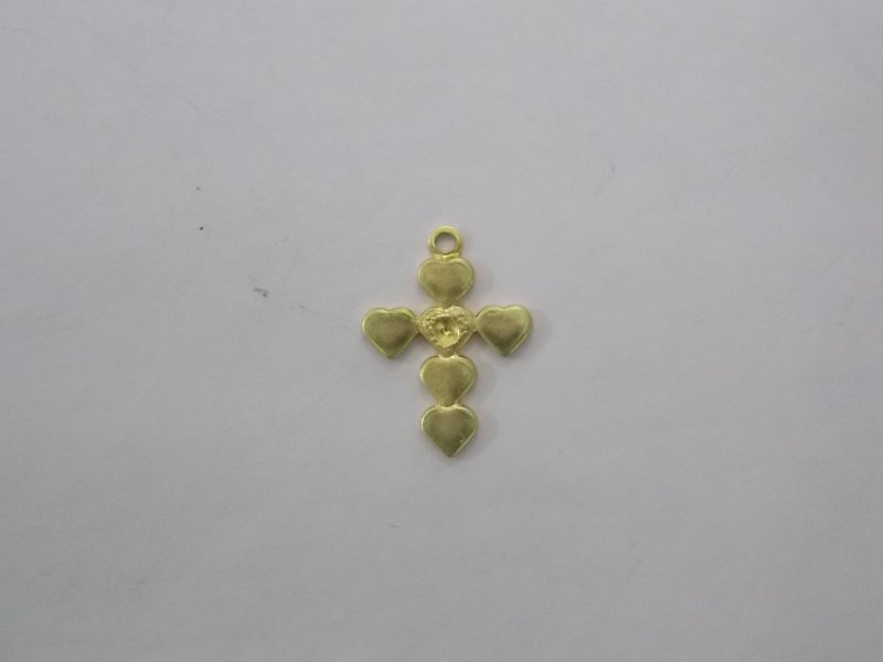 Pendant 14mm Cross 6 Hearts and 1 Stone