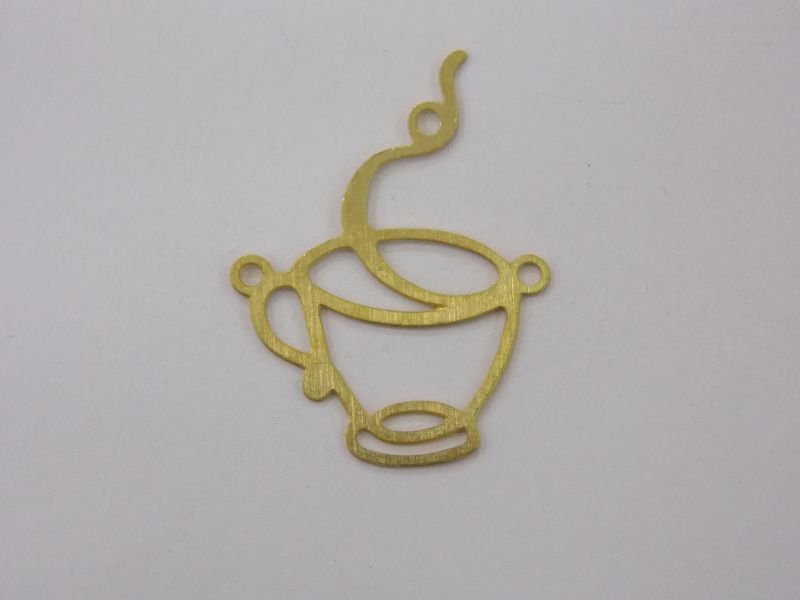 Photo-etched Cup of Coffee 20mm with 2 Jump Ring for Choker