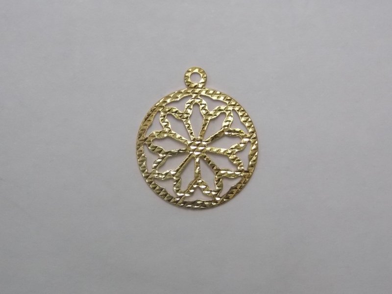 Round with Flower Diamond-cut Openwork with 1 Bail 15mm